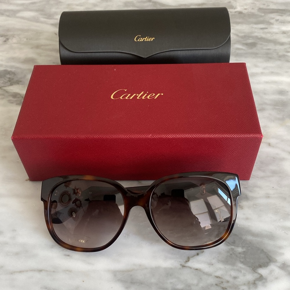 Women's Cartier Trinity tortoise sunglasses made in France. NWT.